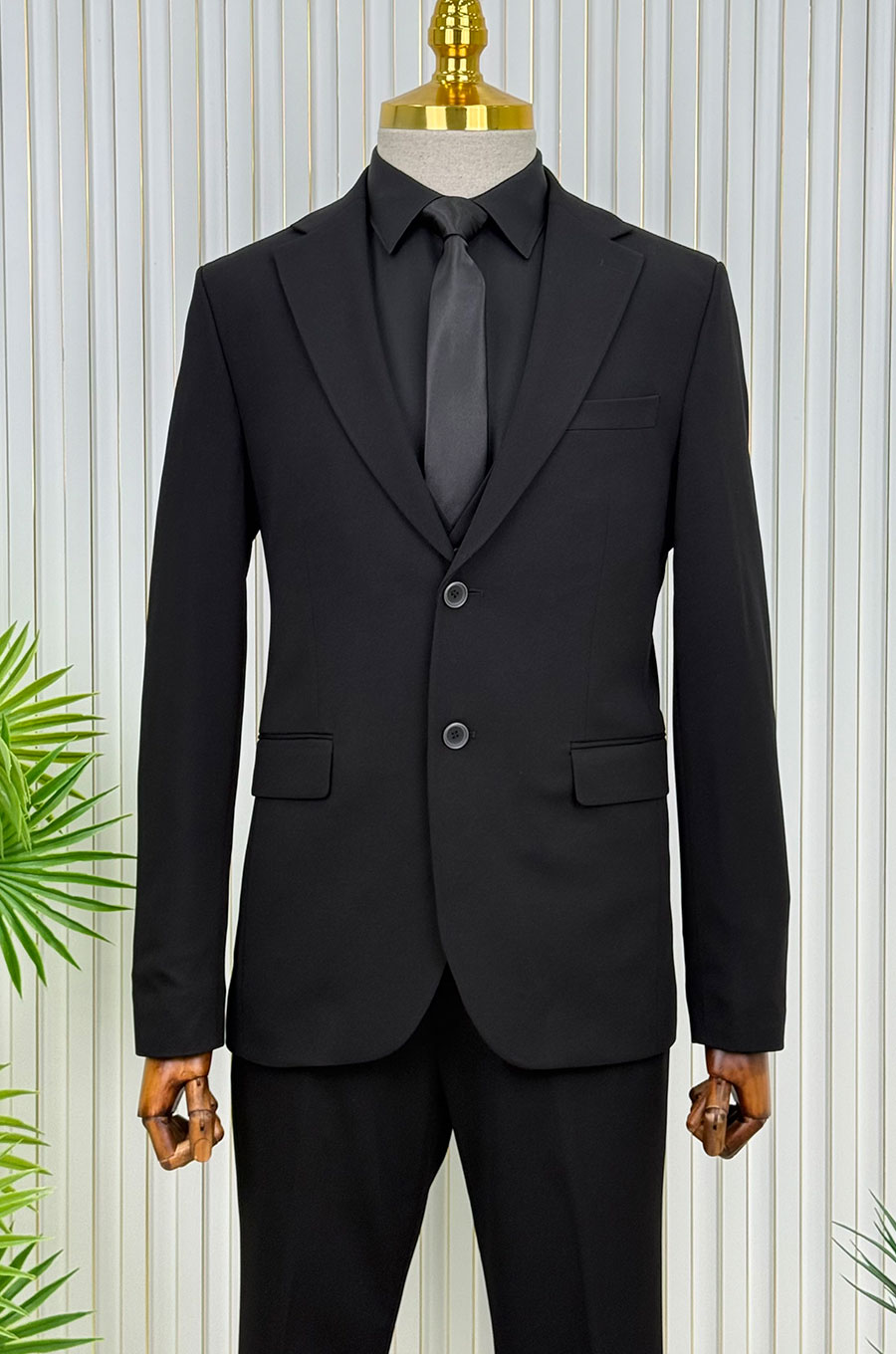 İtalyan stil slim fit ceket yelek pantolon takım elbise