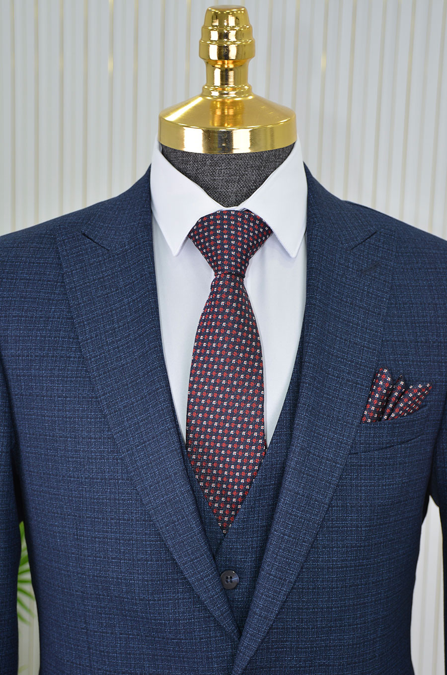 İtalyan stil slimfit ceket yelek pantolon takım elbise