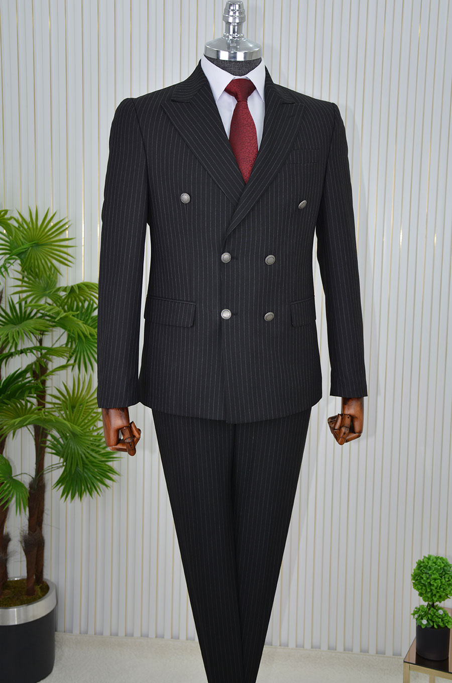 İtalyan Stil Slimfit ÇİZGİLİ  Ceket Pantolon Takım Elbise