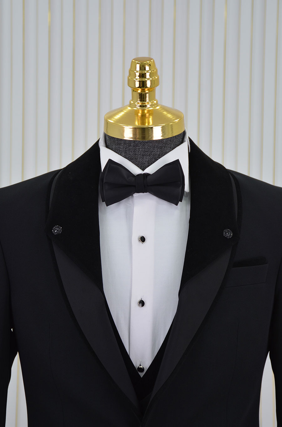 İtalyan Stil Şal Yaka (Saten-Kadife) Slimfit Damatlık  Takım Elbise