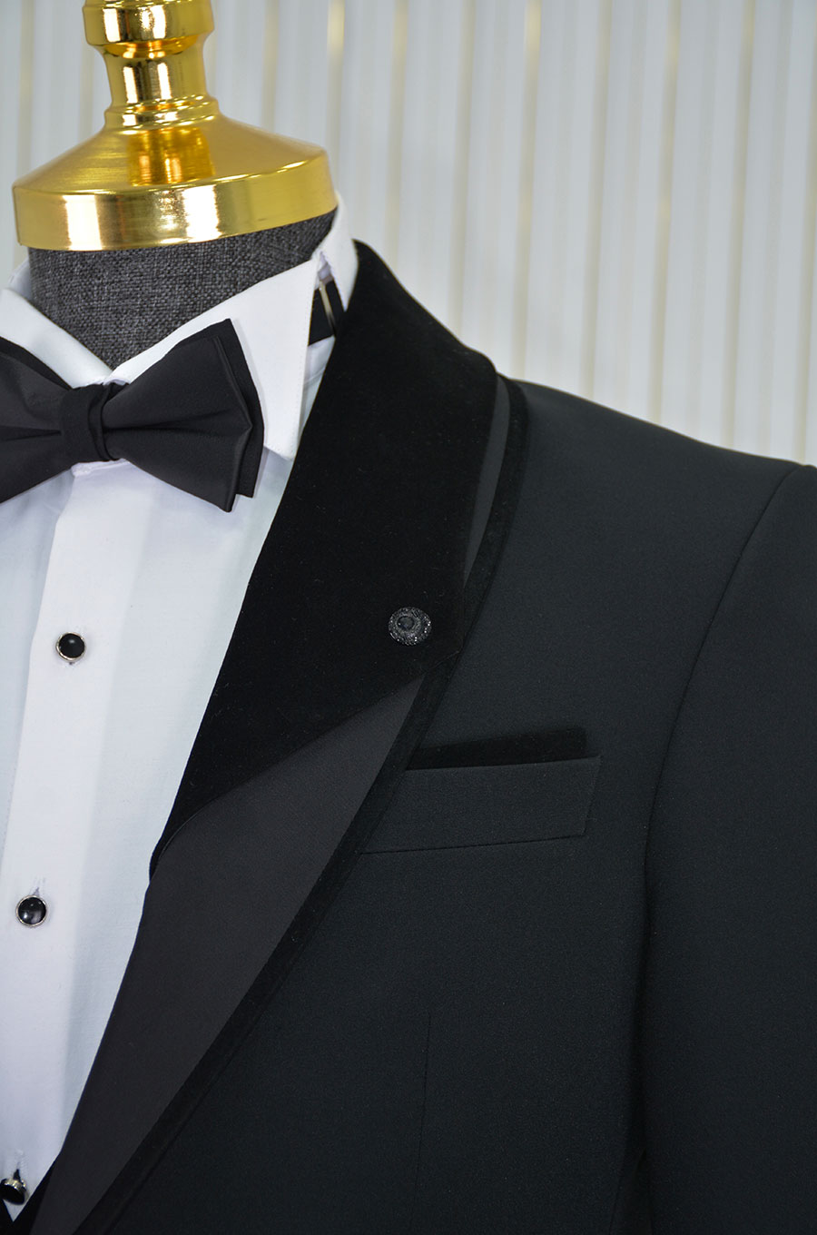 İtalyan Stil Şal Yaka (Saten-Kadife) Slimfit Damatlık  Takım Elbise